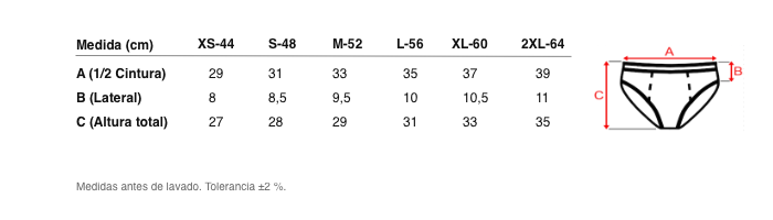 Medidas reales de 5008b SLIP CERRADO LISO