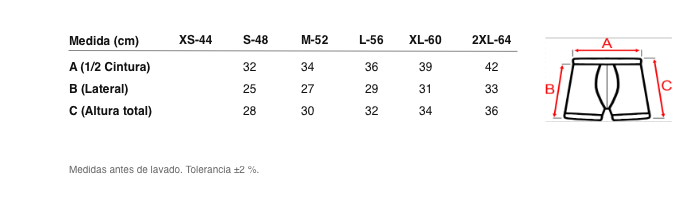 Medidas reales de 5055B BÓXER CERRADO LISO 100% ALGODÓN ANTIALÉRGICO