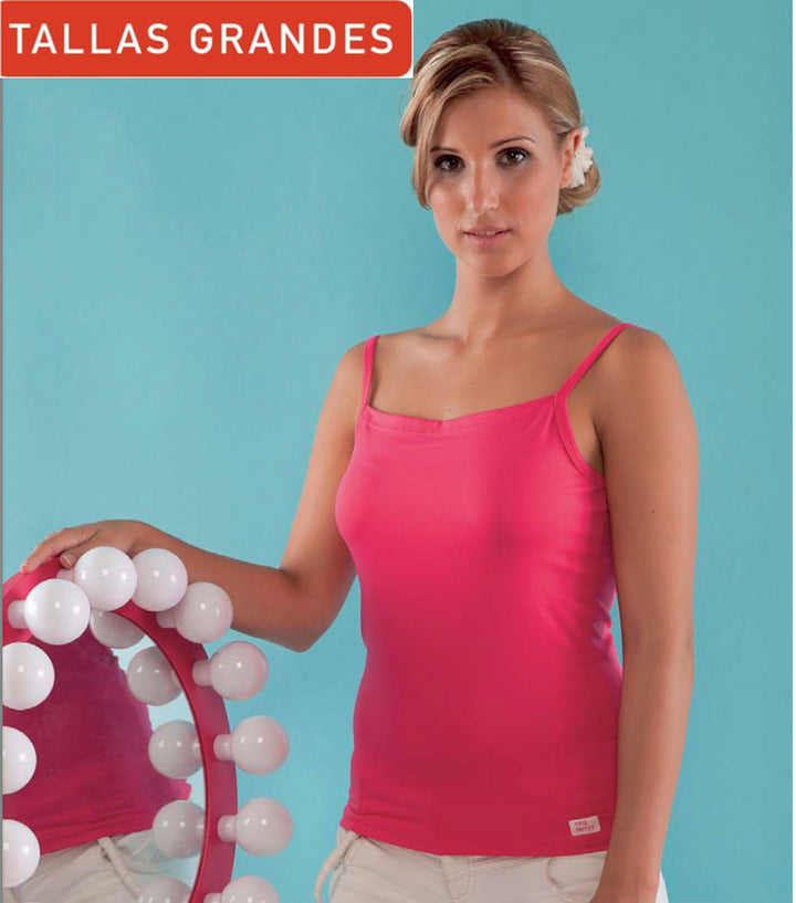 7838b CAMISETA TIRANTES FINOS MICROFIBRA 744-Frambuesa