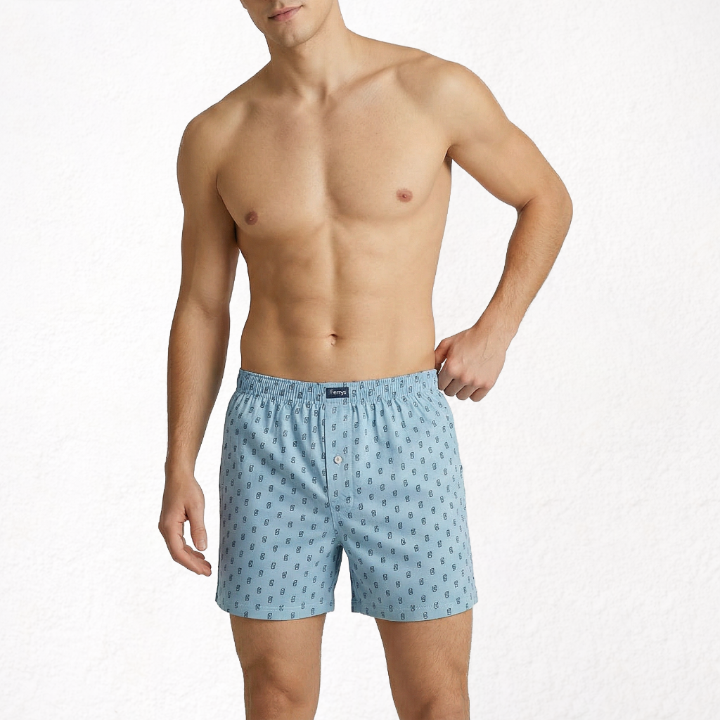 5099b BOXER ABIERTO CON BOTÓN BORDADO KUBE 227-Azul