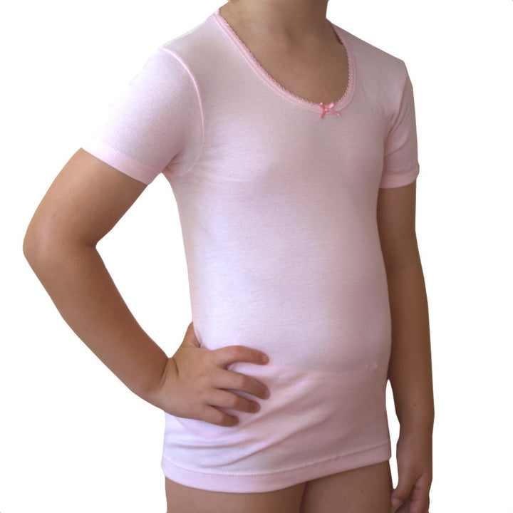 5821R CAMISETA MANGA CORTA ADAPTABLE CON LACITO ROSA