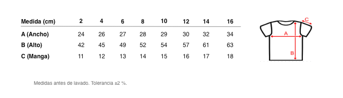 Medidas reales de 5182 CAMISETA MANGA CORTA  BÁSICA