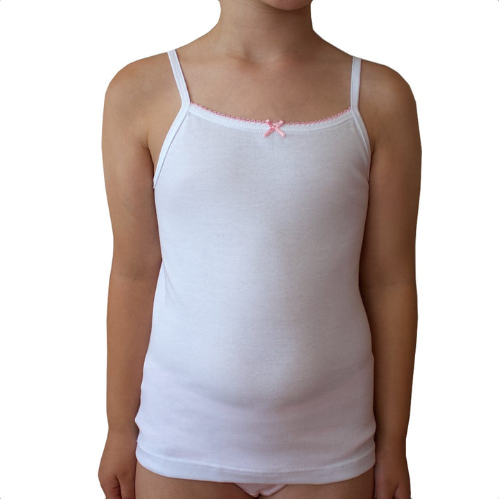 5825 CAMISETA TIRANTES ADAPTABLE CON LACITO 000-Blanco-Cuello Rosa