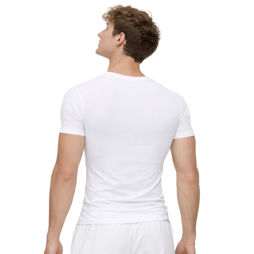 5203 ELASTIC SHORT-SLEEVE V-NECK T-SHIRT