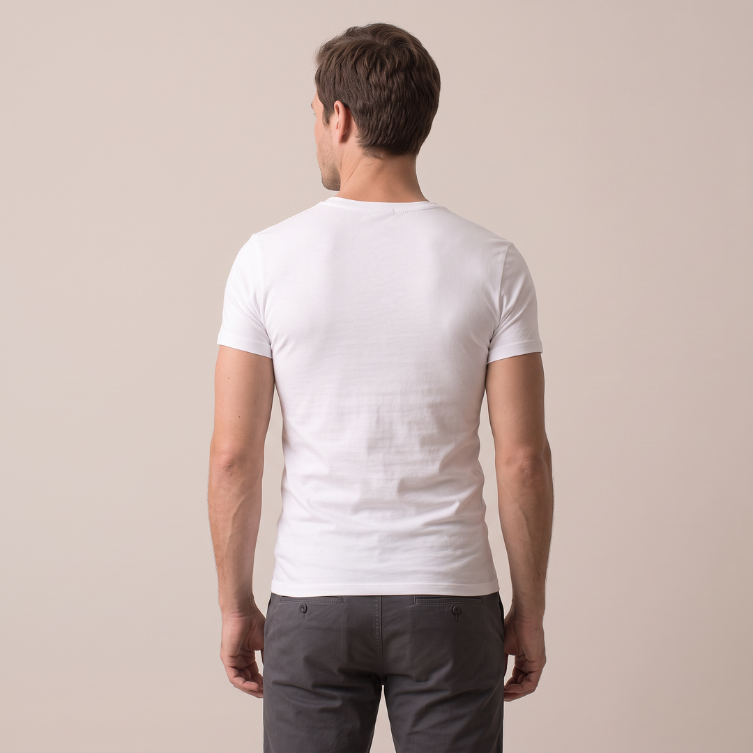 5203 ELASTIC SHORT-SLEEVE V-NECK T-SHIRT