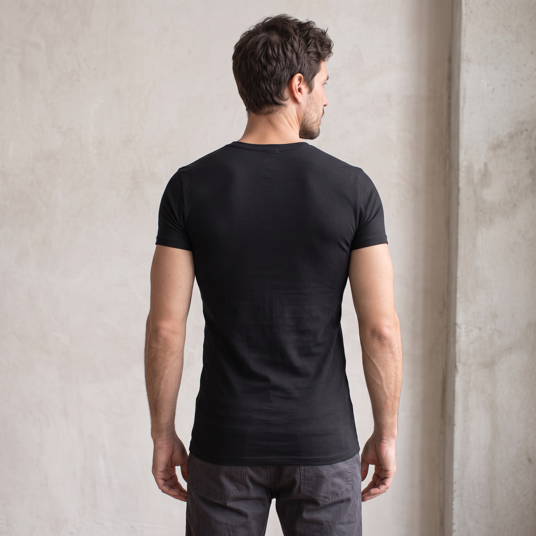 5203 ELASTIC SHORT-SLEEVE V-NECK T-SHIRT