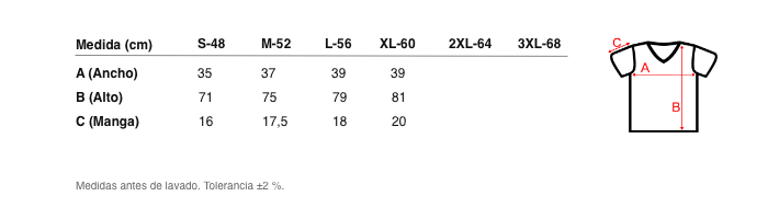 Medidas reales de 5203 CAMISETA MANGA CORTA  ELÁSTICA CUELLO PICO