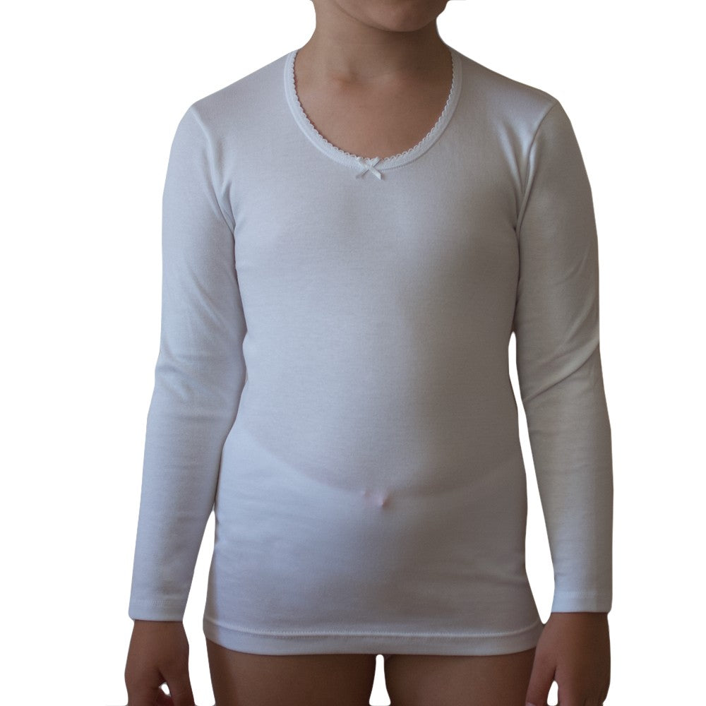 5826 CAMISETA MANGA LARGA ADAPTABLE CON LACITO 000-Blanco-Cuello Blanco