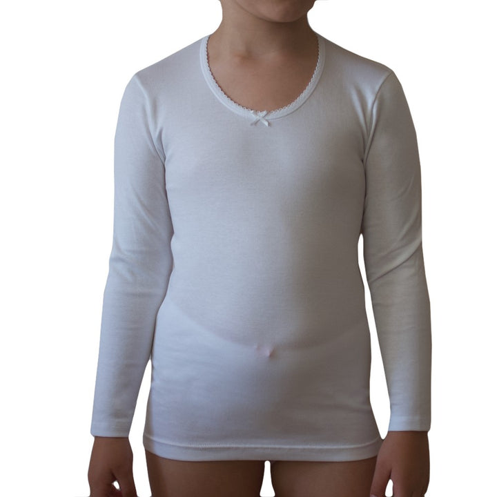 5826 CAMISETA MANGA LARGA ADAPTABLE CON LACITO 000-Blanco-Cuello Blanco