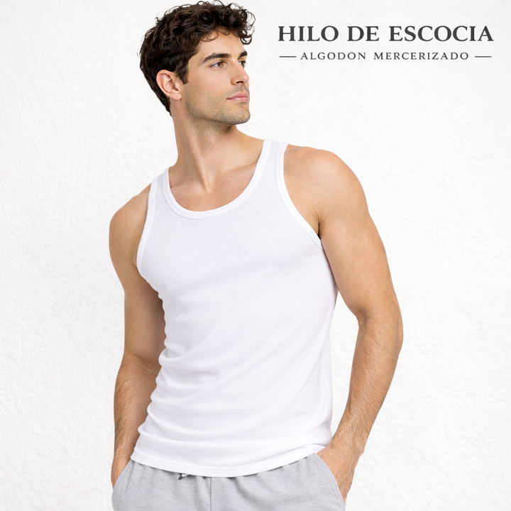 5237b CAMISETA TIRANTES HILO DE ESCOCIA. CALIDAD PREMIUM 000-Blanco
