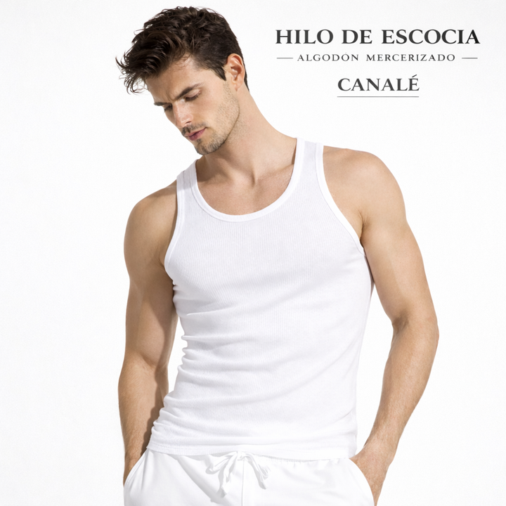 5242 CAMISETA TIRANTES HILO DE ESCOCIA CANALÉ 2x2 000-Blanco S-48