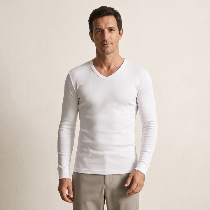 5284 CAMISETA MANGA LARGA BÁSICA. CUELLO PICO