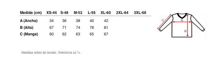 Medidas reales de 5284 CAMISETA MANGA LARGA BÁSICA. CUELLO PICO