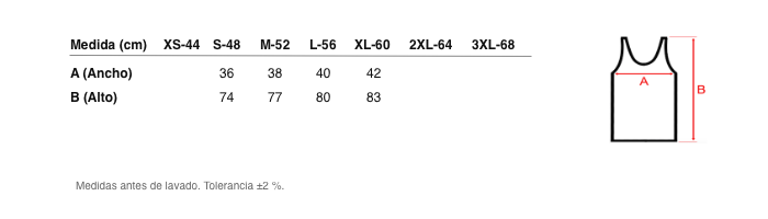 Medidas reales de 5287 CAMISETA TIRANTES CALADA HILO DE ESCOCIA