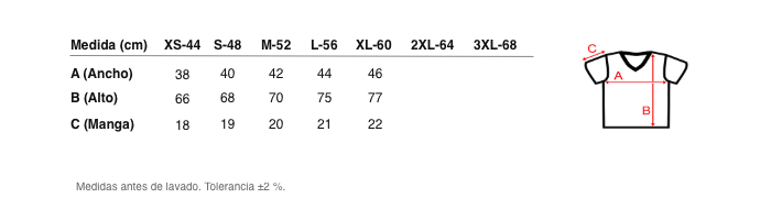 Medidas reales de 5293 CAMISETA MANGA CORTA ADAPTABLE CUELLO PICO