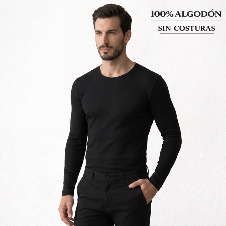 5294 CAMISETA MANGA LARGA BÁSICA. CUELLO CAJA 009-Negro