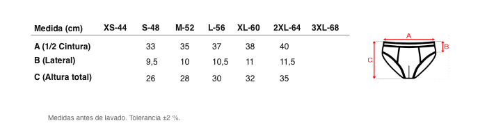 Medidas reales de 5485 SLIP ABIERTO SEGUNDA PIEL