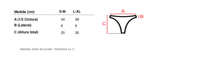 Medidas reales de 5494N TANGA SEGUNDA PIEL NEGRO