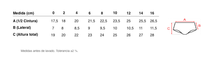 Medidas reales de 5522 BRAGUITA CALADA CADENAS