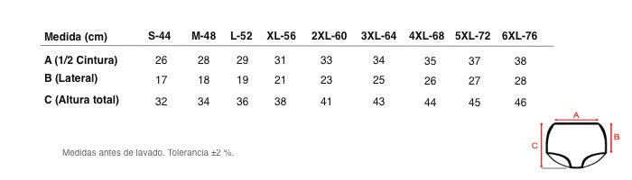 Medidas reales de 5616b BRAGA CALADA T-1 100% ALGODÓN ANTIALÉRGICA