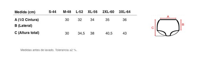 Medidas reales de 5620 BRAGA JACQUARD SIN COSTURAS LATERALES