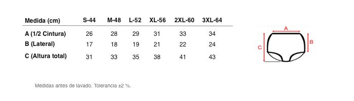 Medidas reales de 5628b BRAGA CALADA HILO DE ESCOCIA CON TIRA 100% ALGODÓN ANTIALÉRGICA