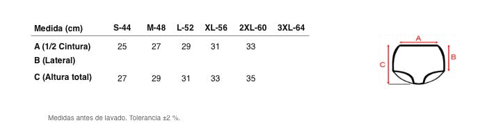 Medidas reales de 5633b High-rise, non-marking briefs. Laser cut.