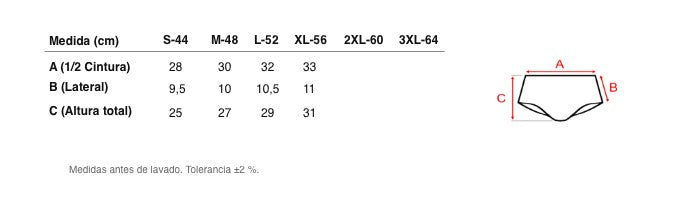 Medidas reales de 5635 SEAMLESS PANTIES WITH LACE EDGE AT THE WAIST AND LEGS