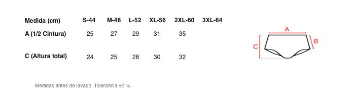 Medidas reales de 5641 POLYAMIDE SUPPORT BRIEFS