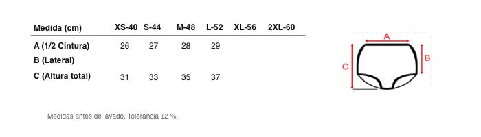 Medidas reales de 5749 BRAGA ALTA BÁSICA SIN COSTURAS