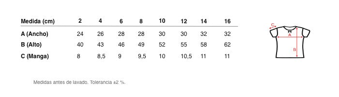 Medidas reales de 5823 CAMISETA MANGA CORTA BÁSICA