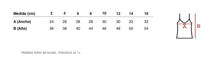 Medidas reales de 5825 ADJUSTABLE STRAP SHIRT WITH BOW