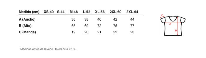 Medidas reales de 5828b CAMISETA CALADA MANGA CORTA HILO DE ESCOCIA 100% ALGODÓN ANTIALÉRGICA