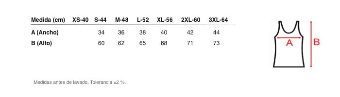 Medidas reales de 5832b CAMISETA TIRANTES ANCHOS ADORNO 100% ALGODÓN ANTIALÉRGICA