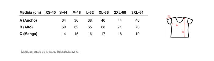 Medidas reales de 5833b CAMISETA MANGA CORTA ADORNO 100% ALGODÓN ANTIALÉRGICA
