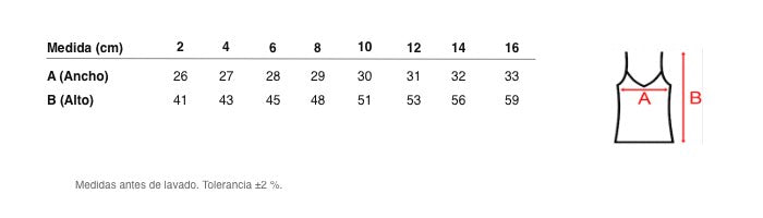 Medidas reales de 5841R PINK HEARTS TANK TOP