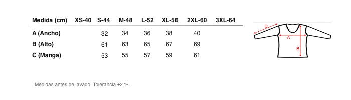 Medidas reales de 5875 SUPER-STRETCH LONG-SLEEVE T-SHIRT