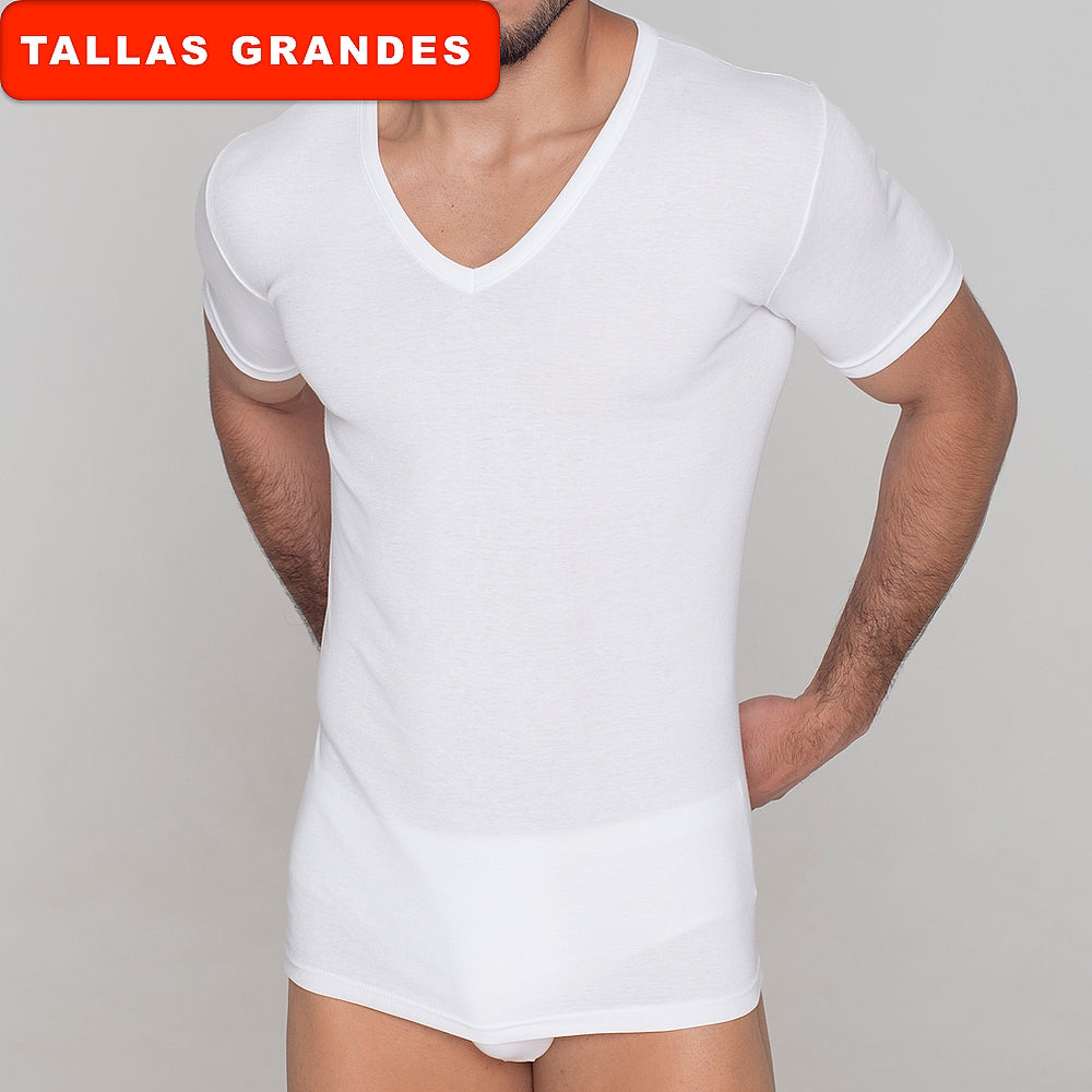 5206b CAMISETA MANGA CORTA CANALÉ CUELLO PICO 000-Blanco