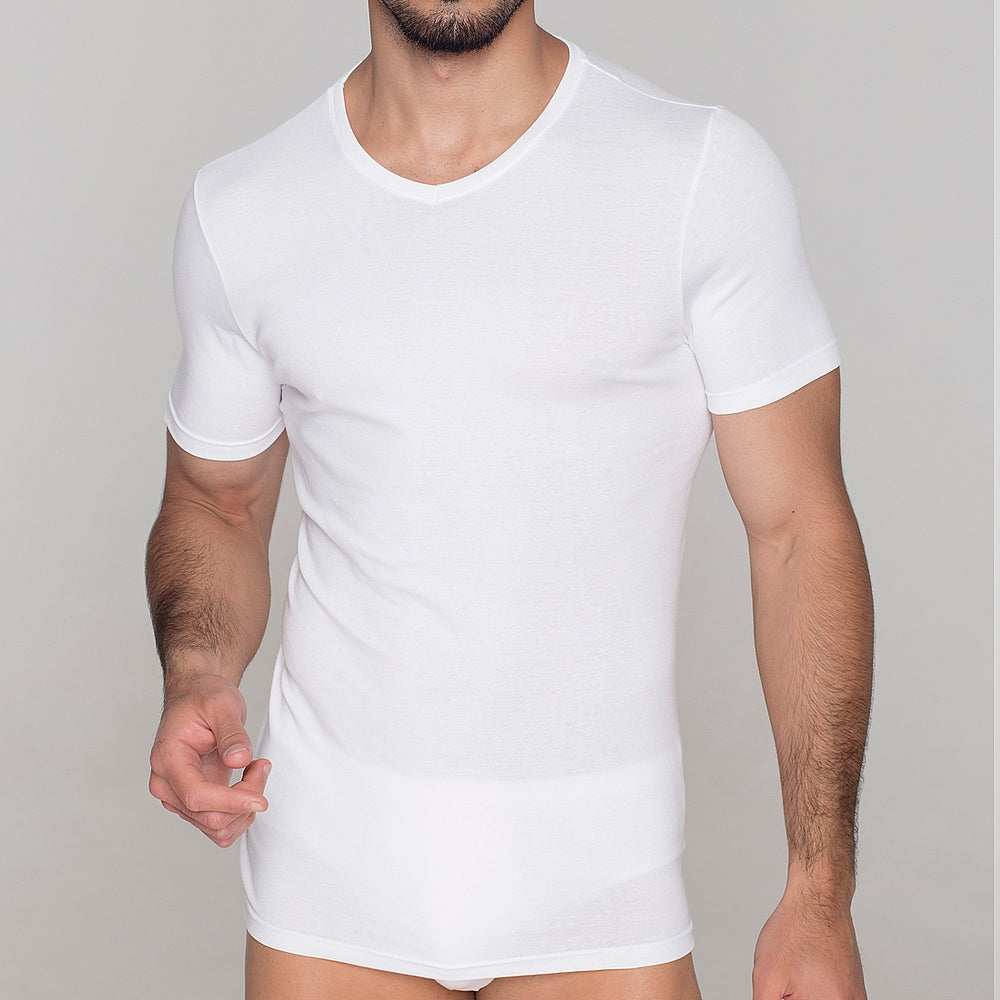 5293 CAMISETA MANGA CORTA ADAPTABLE CUELLO PICO 000-Blanco