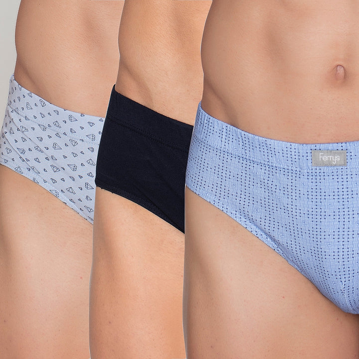 413 PACK DE 3 SLIPS CERRADOS ESTAMPADOS Y LISO AZUL 100-Surtido