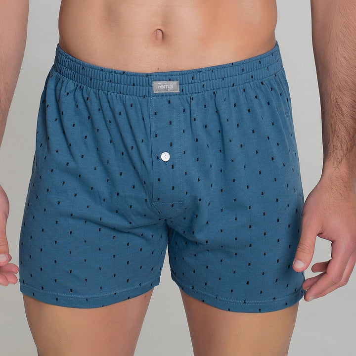 5092b BOXER ABIERTO CON BOTÓN BORDADO TOPOS 292-Azul