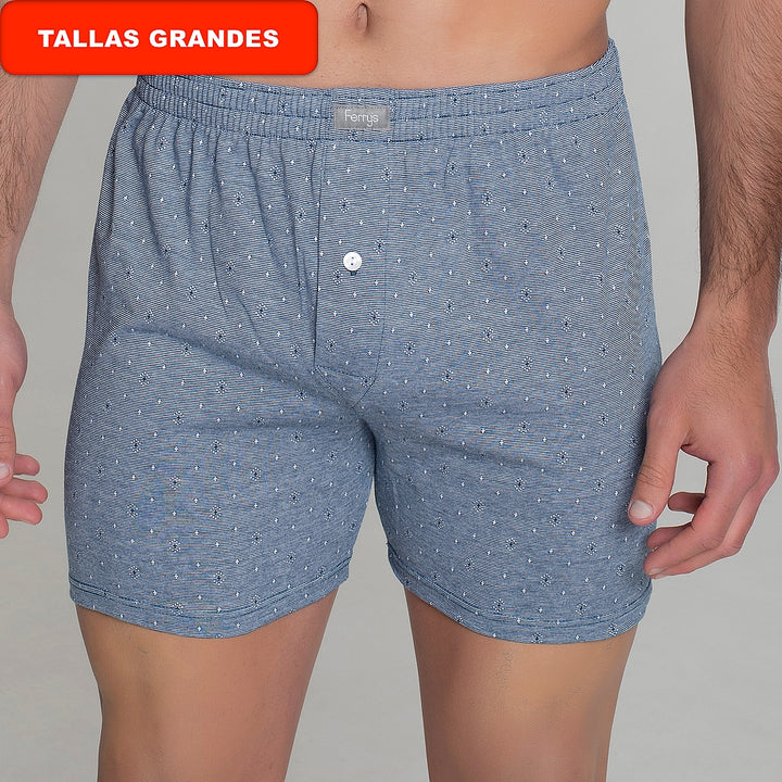 5096b BÓXER ABIERTO BOTÓN BORDADO PICAS 288-Azul Medio 2XL-64