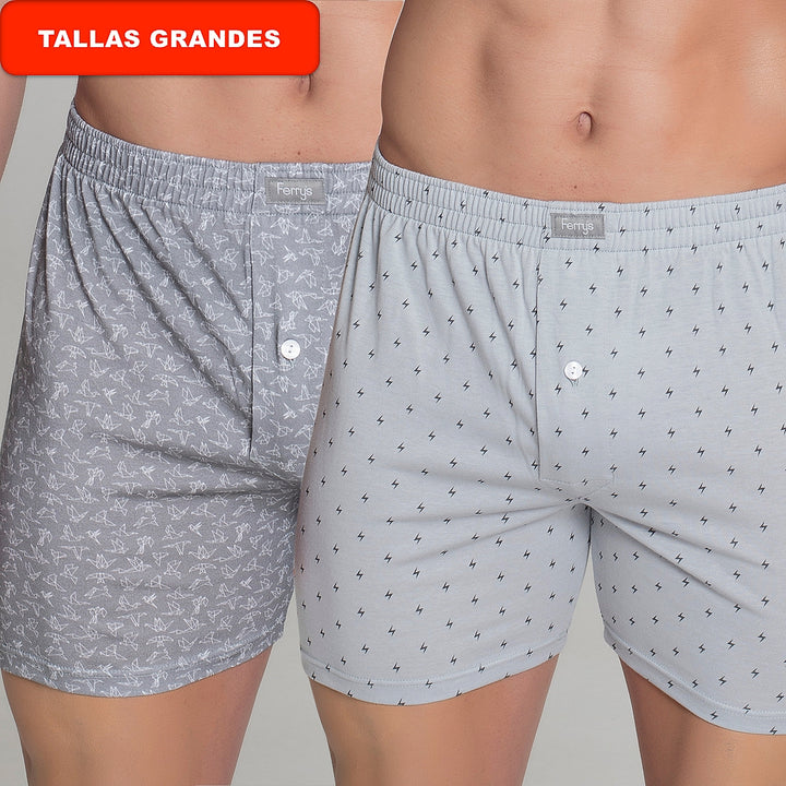 412b PACK 2 BÓXERS ESTAMPADOS GRIS 100-Surtido 2XL-64