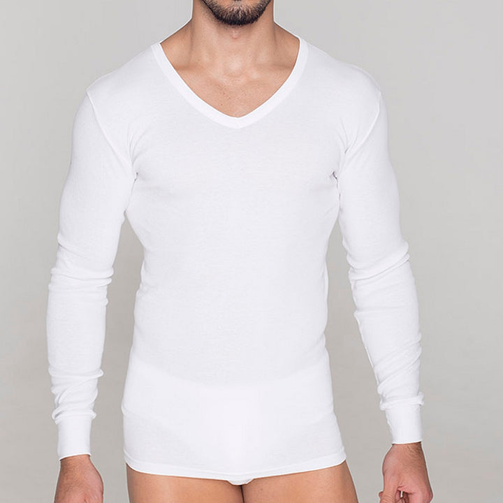 5284 CAMISETA MANGA LARGA BÁSICA. CUELLO PICO 000-Blanco