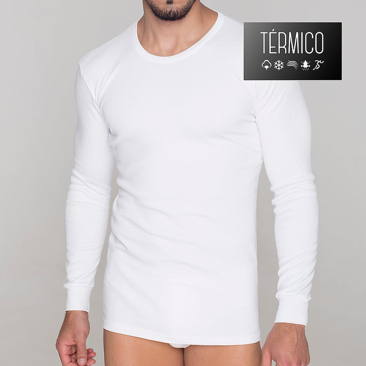 9253 CAMISETA MANGA LARGA AFELPADA TÉRMICA 000-Blanco