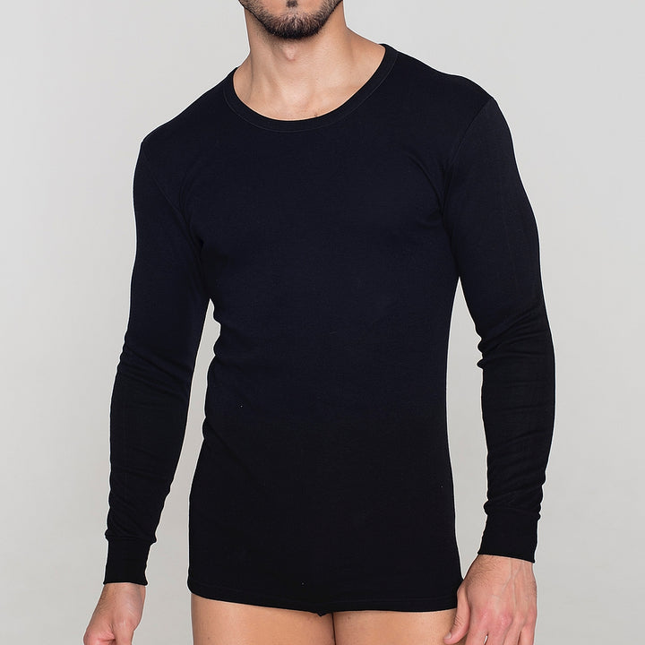 9253 CAMISETA MANGA LARGA AFELPADA TÉRMICA 009-Negro