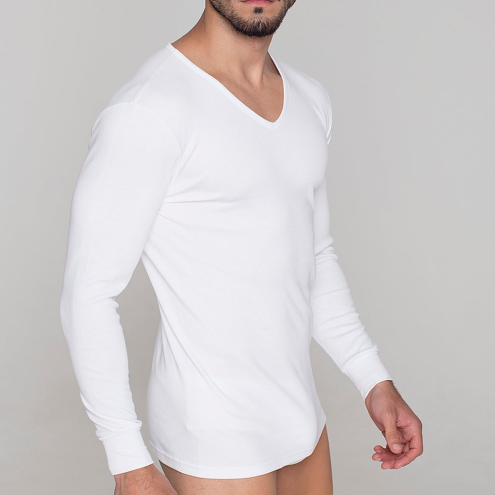 9254 CAMISETA MANGA LARGA AFELPADA TÉRMICA . CUELLO V