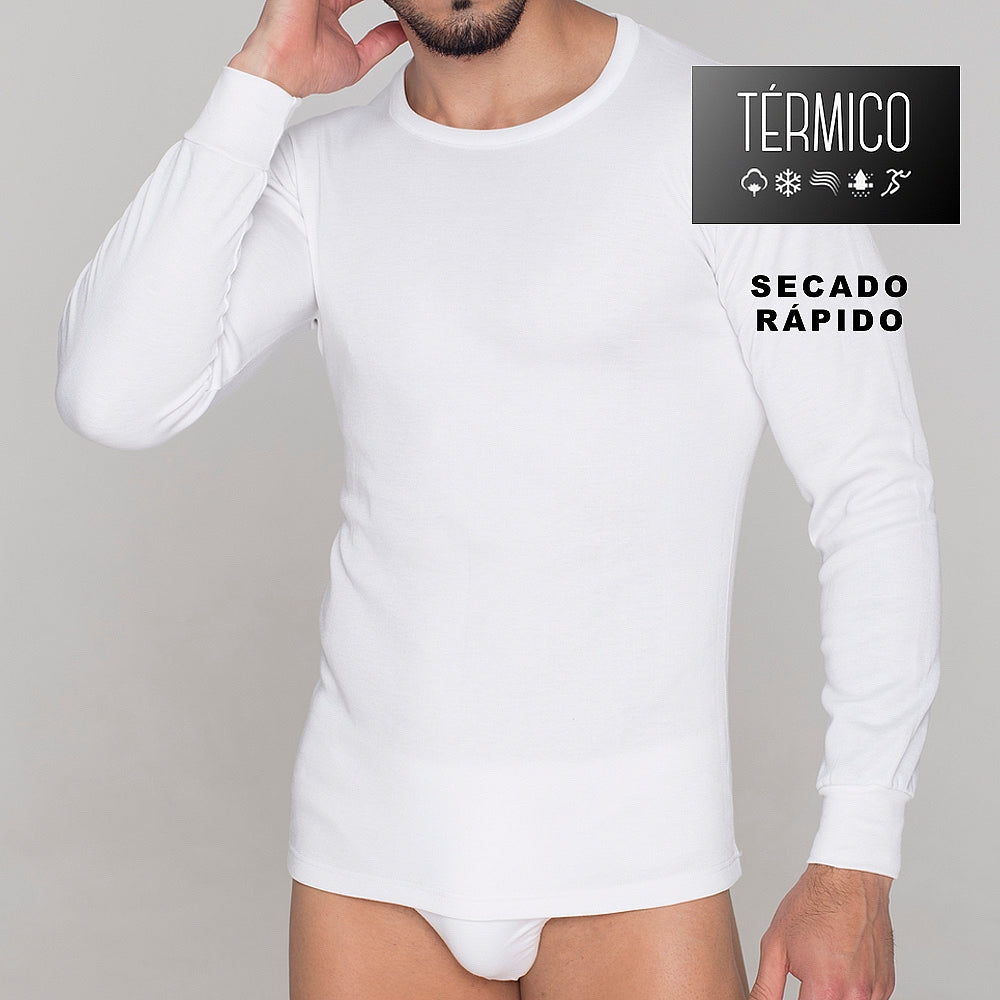 9262 CAMISETA MANGA LARGA AFELPADA TÉRMICA. SECADO RÁPIDO 000-Blanco