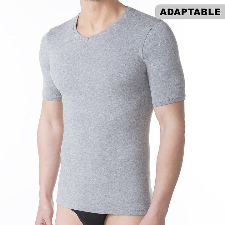 9268 CAMISETA MANGA CORTA TEJIDO ADAPTABLE. CUELLO V. TEJIDO INVIERNO 129-Gris Vigoré