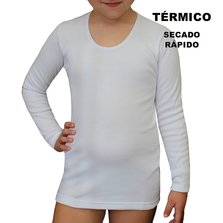 9814 CAMISETA MANGA LARGA TÉRMICA SECADO RÁPIDO NIÑA 000-Blanco